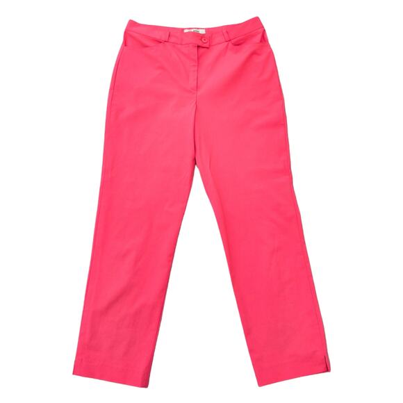 Bright Coral Pink Golf Pants Mimi Collection Stretch Crop Embroidered Size 77 - Picture 10 of 10